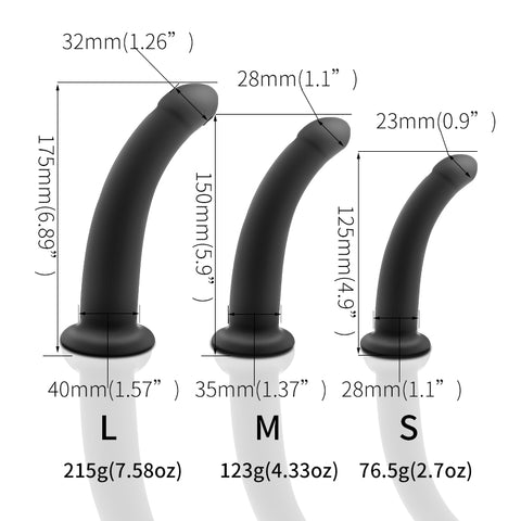 MD Curving Silicone Realistic Dildo & Anal/Butt Plug - Black - 3 Size S/M/L