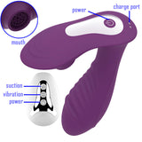 HC Remote Control Wearable Air Wave Clitoris Suction & G-Spot Vibrator - Purple