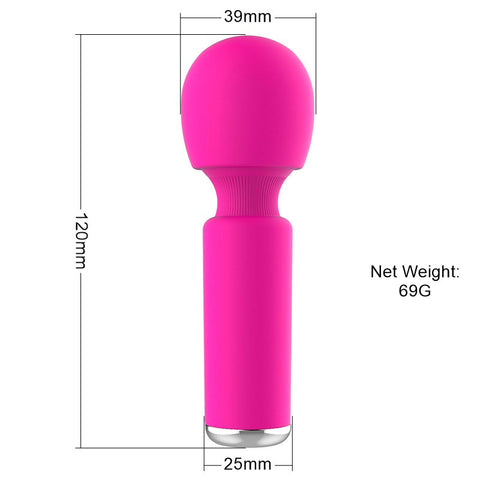 HC Silicone Mini Wand Massager Vibrator -  Rose