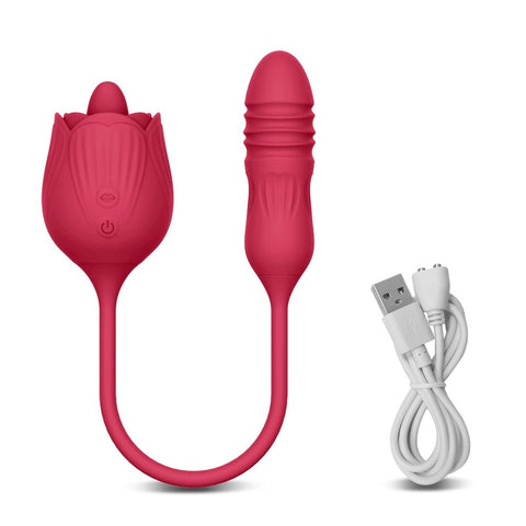 HC Rose Realistic Tongue Licking & Thrusting Dildo Vibrator