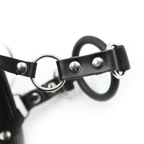 BDSM Mouth Gag Ring Collar & Leash Chain Restraints