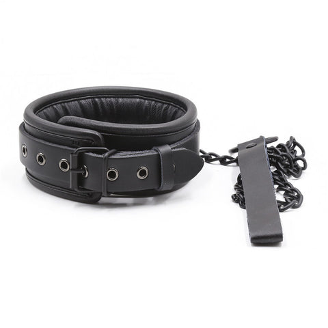 BDSM Faux Leather Bondage Collar with Leash