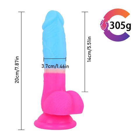 MD 7.87" Multicoloured Silicone Realistic Dildo