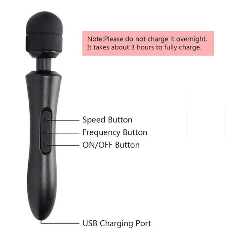 HC Large Wand Vibrator Wireless Personal Massager USB Rechargeable