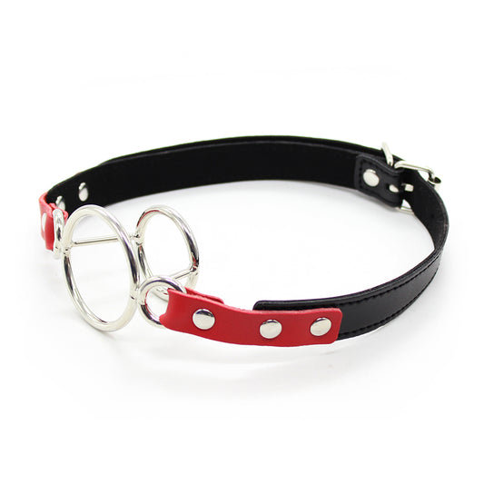 BDSM Metal Mouth Gag Adjustable PU Leather Belt