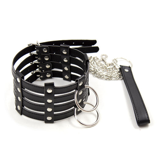 BDSM Collar & Leash Rivet Metal Chain Restraints