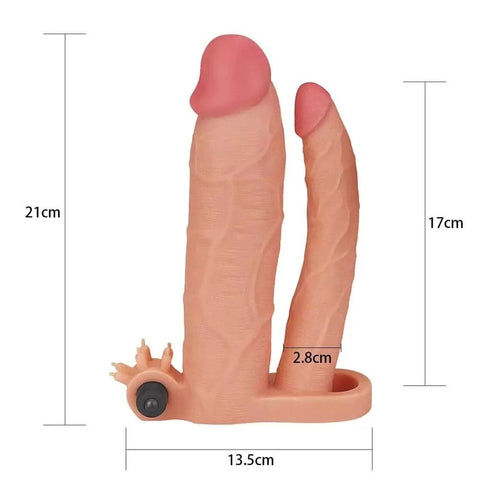 LOVETOY Pleasure X-Tender Vibrating Double Penis Sleeve Extender Add 3 inch