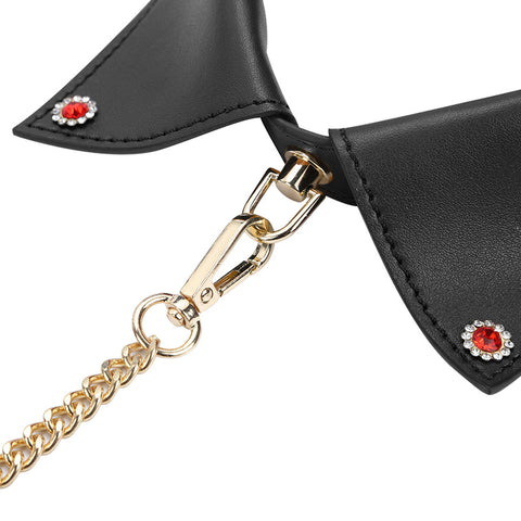 BDSM Premium Faux Leather Bondage Collar & Leash - Black