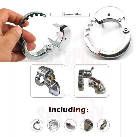 LHD Steel Cock Penis Cage Male Chastity Kit Adjustable BDSM