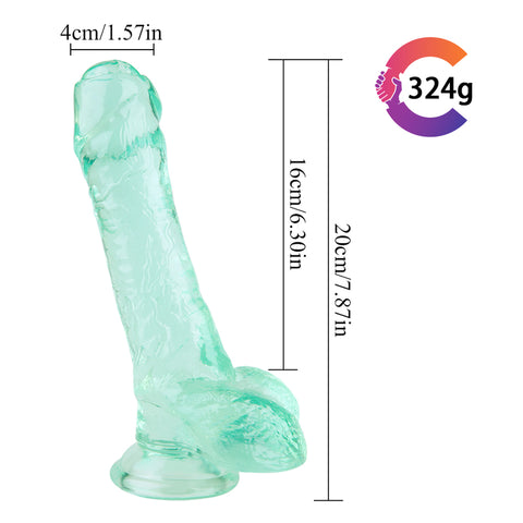 MD 20cm Foreskin Baby Crystal Realistic Dildo - Green