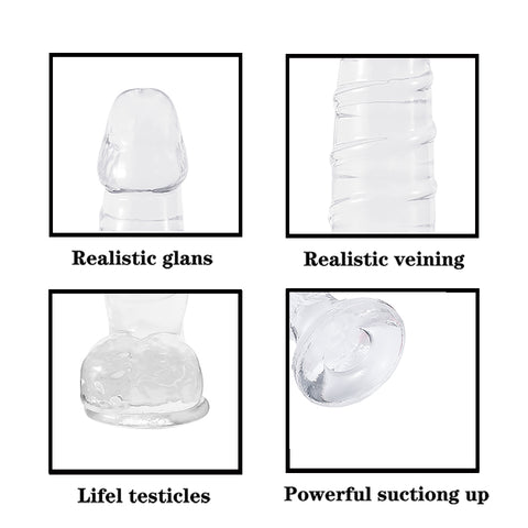 DY 13.18" Giant Ribbed Realistic Dildo - Clear