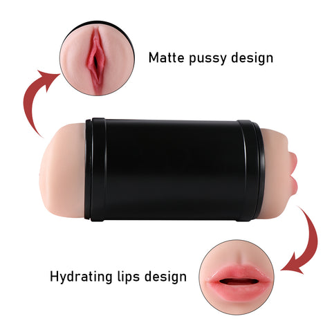 MD Realistic Pussy & Mouth Double-Ended Deepthroat Male Masturbation Cup