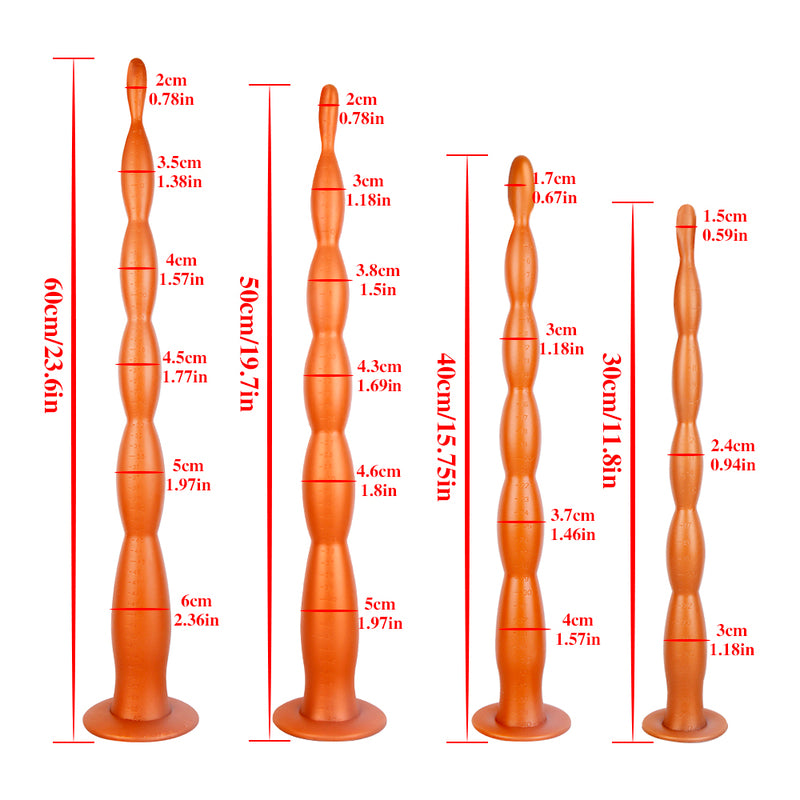 MD Dragon Beads Extra-Long Silicone Anal Snake Plug - Gold, 4 Sizes (3 sexyplay.com.au MD Dragon Beads Extra-Long Silicone Anal Snake Plug - Gold, 4 Sizes (3 sexyplay.com.au