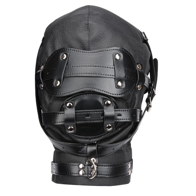 BDSM Faux Leather Slave Bondage Hood Mouth Gag Blindfold Restraints Kits