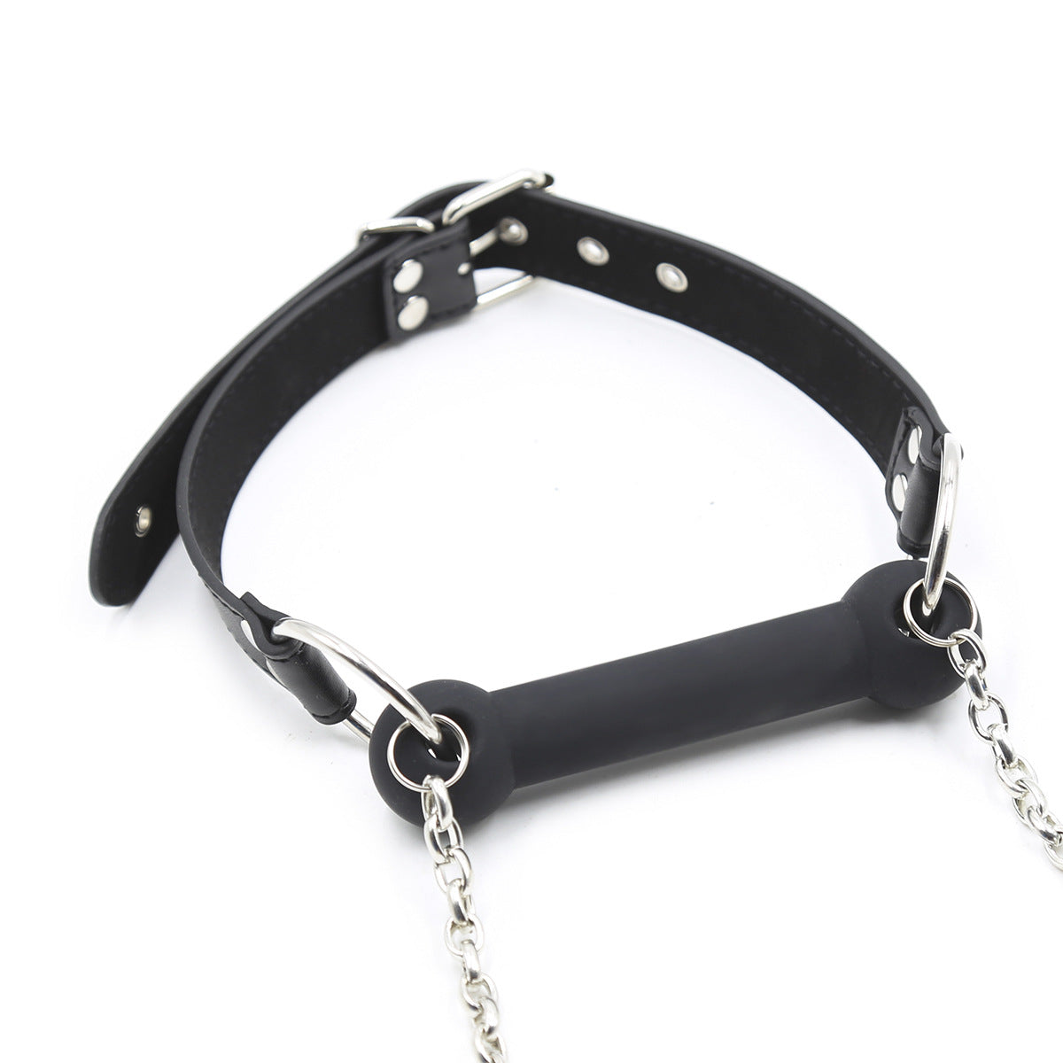 Fetish Mouth Gag Collar & Leash Chain Bondage Restraints Set
