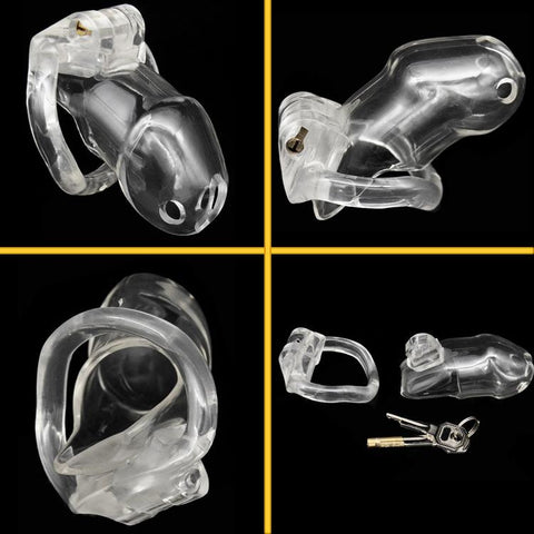 Imprison Bird Male Chastity Device Penis Cage - Long Version with 4 Rings/Clear