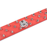 BDSM PU Leather Collar & Leash Rivet Fetish Restraints - Red