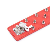 BDSM PU Leather Collar & Leash Rivet Fetish Restraints - Red