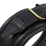 BDSM Faux Leather Bondage Collar with Metal Chain Leash - Black