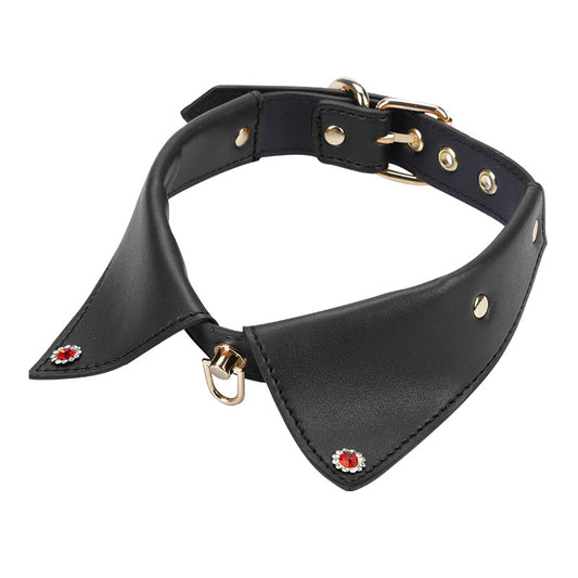 BDSM Premium Faux Leather Bondage Collar & Leash - Black