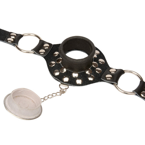 BDSM PU Leather Metal Mouth Opener Cover
