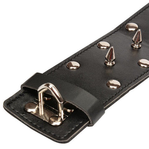 BDSM Leather Nail Collar Restraints Adjustable Spikes