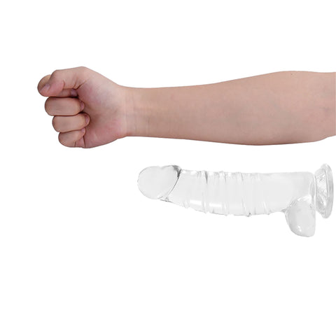 DY 13.18" Giant Ribbed Realistic Dildo - Clear