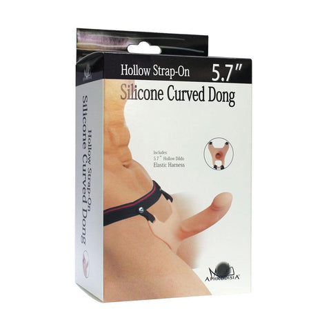 Aphrodisia Hollow Strap-On Dildo Harness 5.7" Silicone Penis Sleeve Extender - Flesh