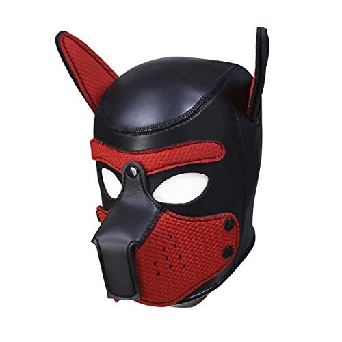BDSM Soft Bondage Puppy Hood Head Mask - Black&Red