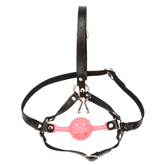 BDSM Full Head Harness with Mouth Gag Ball & Nose Hook - Restrictive Bondage Gear