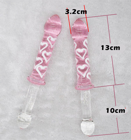 Sweet Heart 21cm Crystal Glass Butt Plug / Anal Beads / Thruster Dildo with Handle