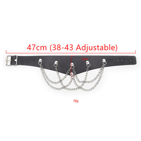 BDSM Bondage Collar Necklace Metal Chain Restraints - Black