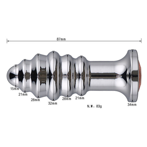 RY Aluminium Alloy Vibrating Anal Plug Vibrator - Ribbed Edition