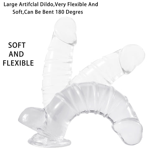 DY 13.18" Giant Ribbed Realistic Dildo - Clear