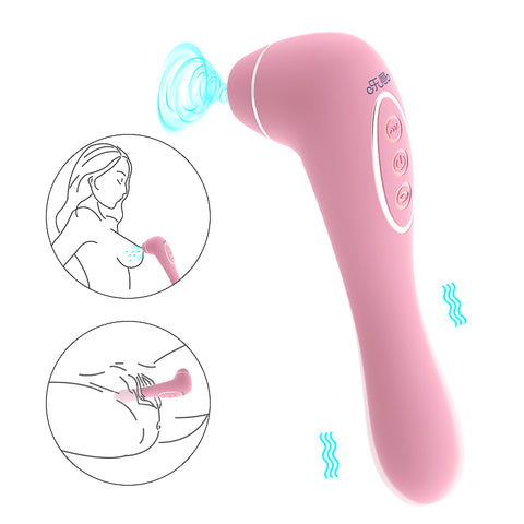 LEYI Auto-Heating Clitoris Suction Vibrator / Oral Massager - Pink