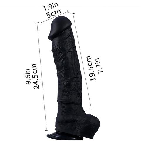 DY Large Silicone Realistic Dildo with Suction Cup - Black