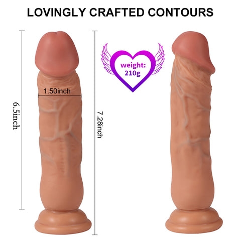 MD 18.5cm Straight Silicone Realistic Dildo with Suction Cup