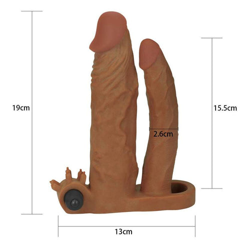 LOVETOY Pleasure X-Tender Virating Double Penis Sleeve Extender Add 2 inch