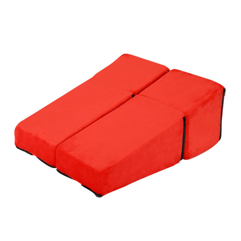 Trapezoid Deformable Sex Pillow Position Enhancer Cushion Kit - Red