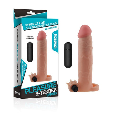 LOVETOY Pleasure X-Tender Penis Sleeve Vibrating Edition Add 3 inch