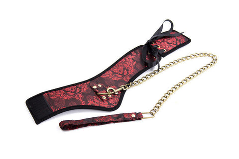 BDSM Lace Bondage Collar and Leash Metal Chain