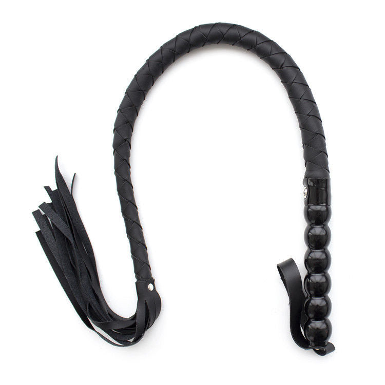 80cm Faux Leather Bondage Slap Tassel Horsewhip - Black