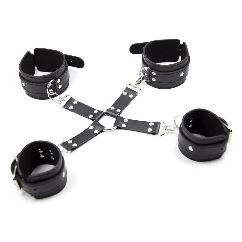 BDSM Handcuffs and Ankle Cuffs Restraint Bondage Kit - 3 Colors
