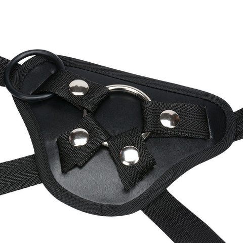 Faux Leather Lesbian Strap on Harness with Realistic Dildo