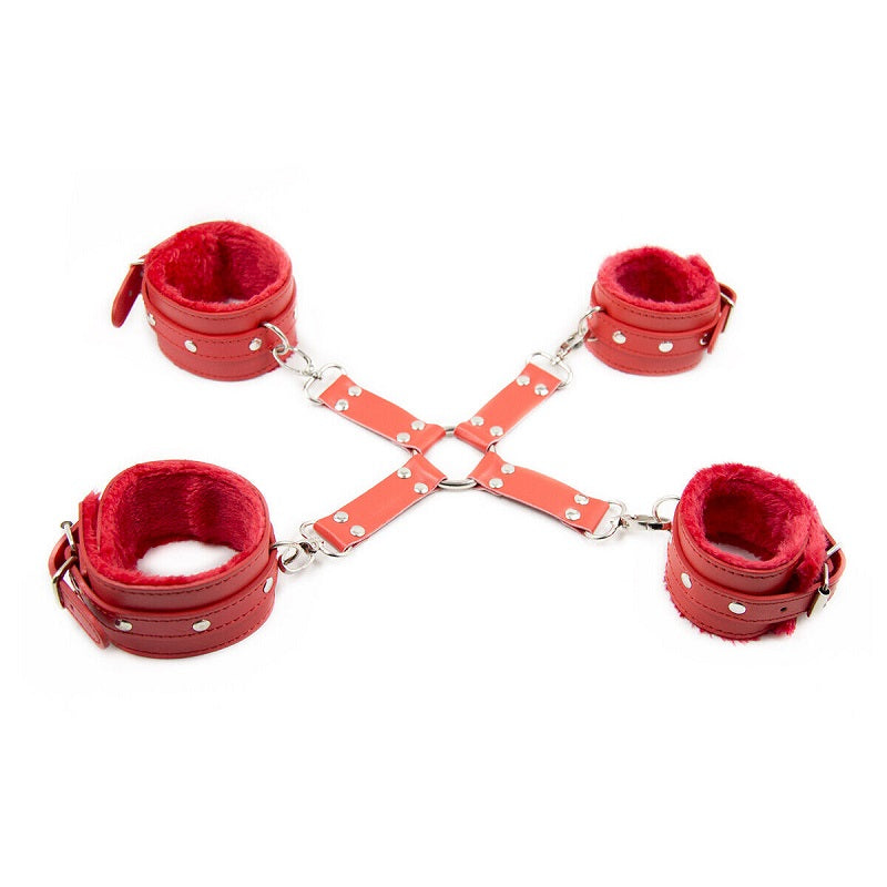 BDSM Handcuffs and Ankle Cuffs Restraint Bondage Kit - 3 Colors