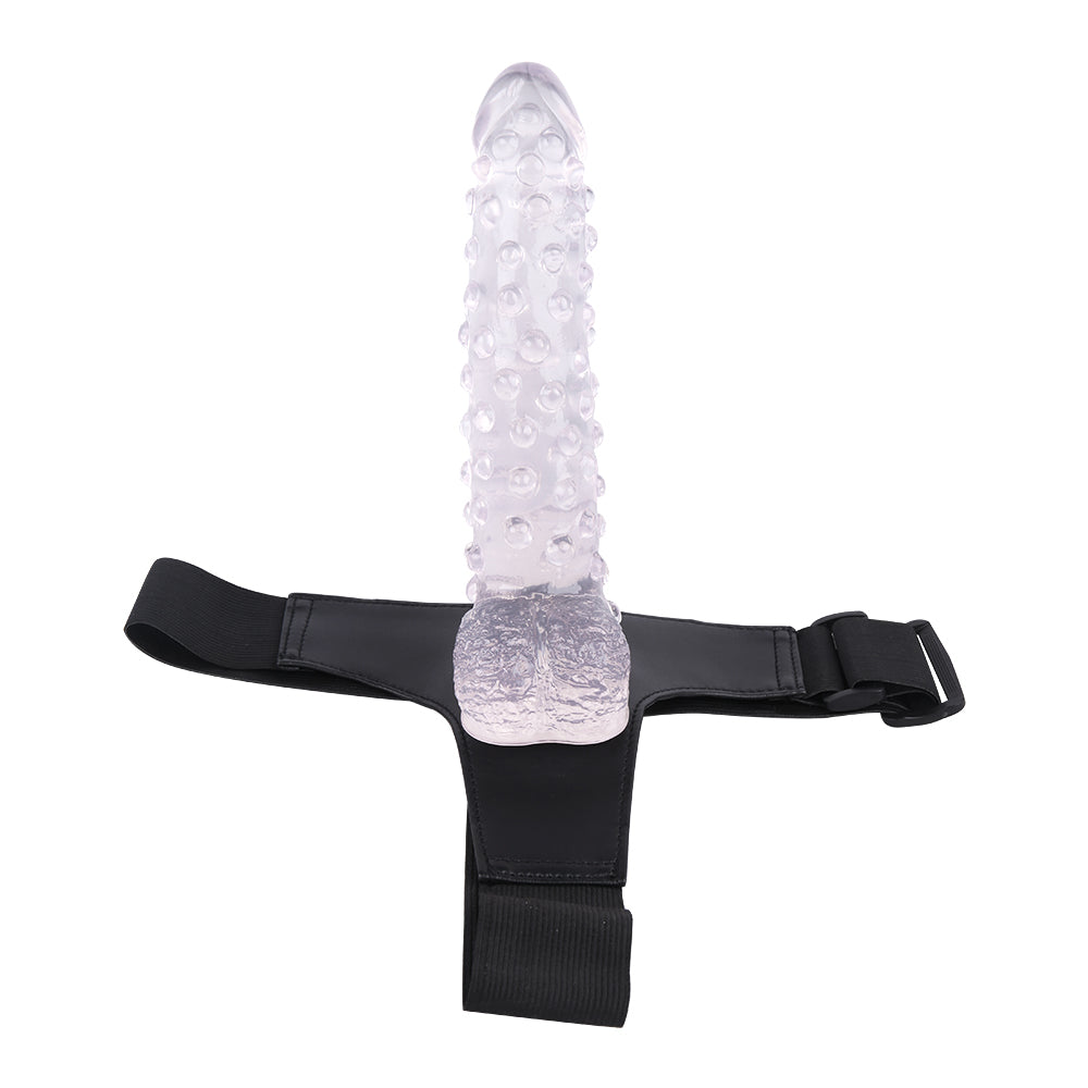 MD 9.05" Beaded Strap On Dildo Harness Kit  - Clear