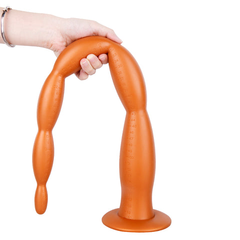 MD Dragon Beads Extremely Long Anal Snake Anal Plug - Silicone Colon Snake - Gold / 4 Size 30cm-60cm