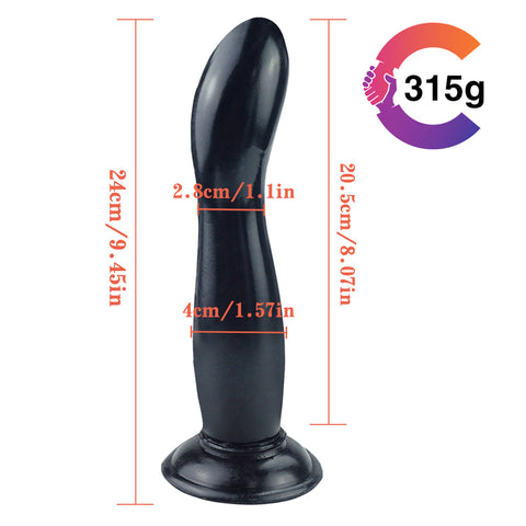 MD 9.45" Crystal Dildo & Anal Plug - Black