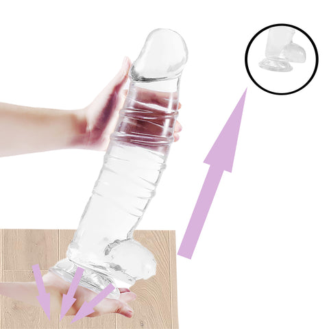 DY 13.18" Giant Ribbed Realistic Dildo - Clear