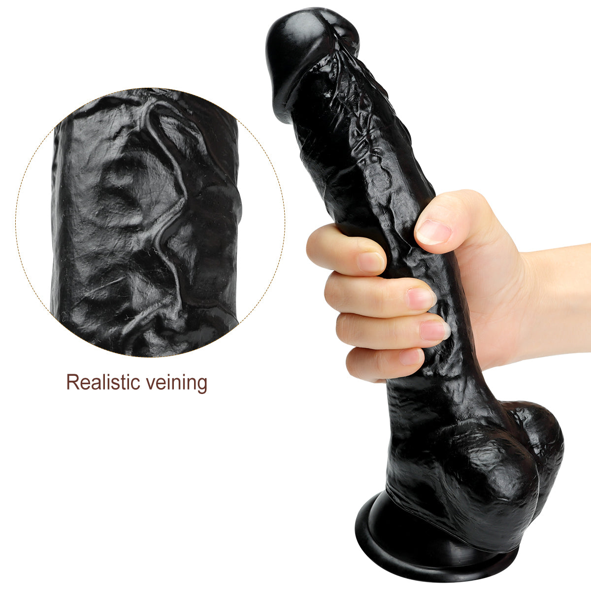 MD Rider 25cm Realistic Dildo with Suction Cup - Black